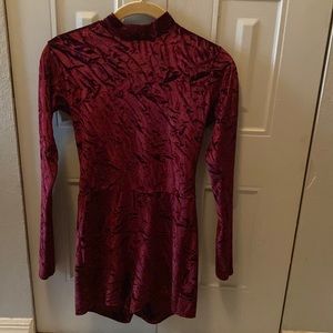 Hailey Berry Crushed Velvet Long Sleeve Playsuit from PrettyLittleThing